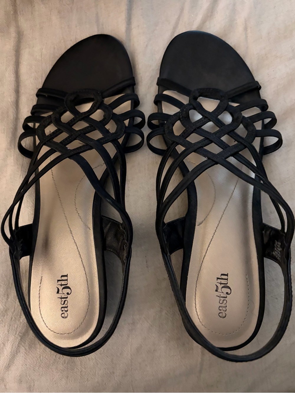 East 5th Black Woven Strappy Slingback Sandals